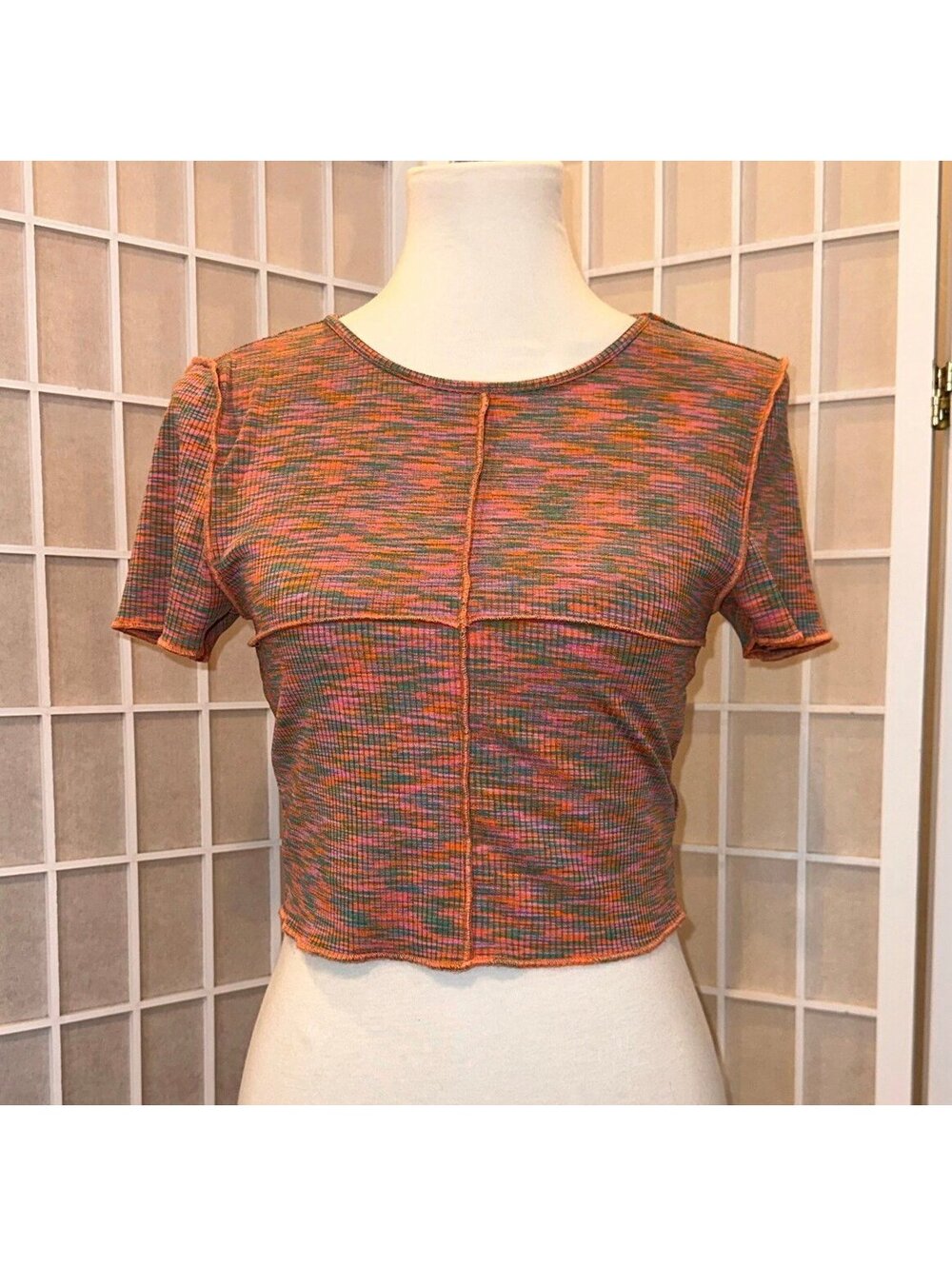 Women's Short Sleeve Knit Cropped Top